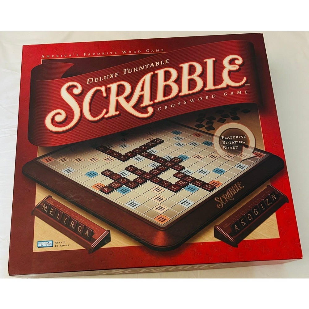 Parker Brothers Scrabble Deluxe Board Game Adult OS Burgundy Rotating Turntable